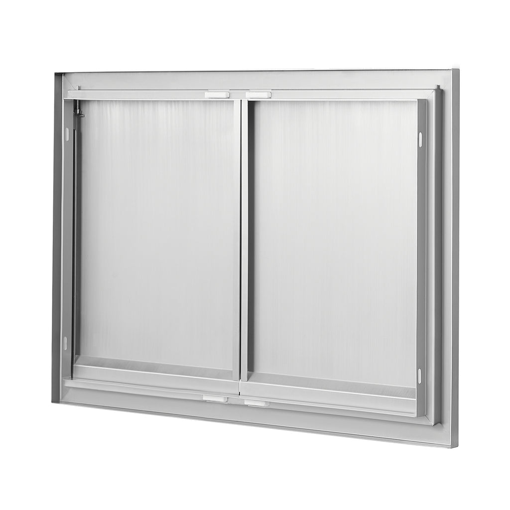 BBQ Access Door, 30W x 21H Inch Double Outdoor Kitchen Door, Stainless Steel Flush Mount Door, Wall Vertical Door with Recessed Handles , for BBQ Island, Grilling Station, Outside Cabinet