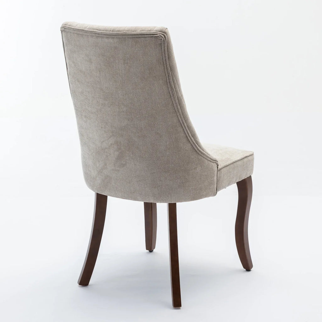 Rayon Cloth Flocking Linen Dining Chairs Channel Kitchen Dinner Chair Comfy Fabric Upholstered Accent Chair for Dining Room with Curved Solid Wood Legs,Set of 2 (Beige), SW1847BG - Eloy Royal