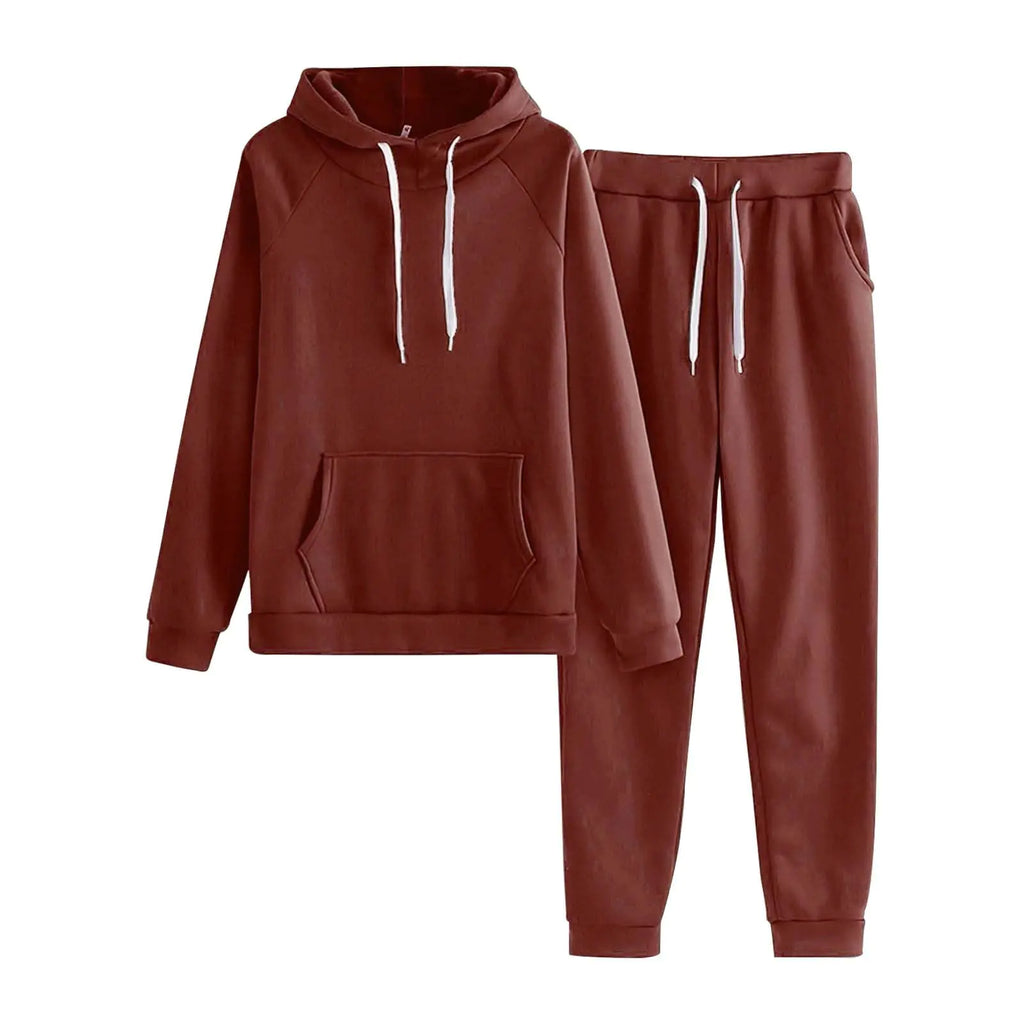 Two Piece Sweatsuits Women Set Fleece Lined Hoodie and Sweatpants Set Jogging Suits with Kangaroo Pockets Wine_02 Medium Wine_02 Medium