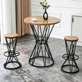 Single package bar, table, chair set.31.5-inch wood grain MDF tabletop with black metal frame, industrial style bar counter combination,suitable for kitchen island countertops,seating 2 people.