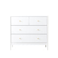 White 4-Drawer Kids Dresser with Antique Brass Pulls, Wooden Storage Cabinet for Nursery or Toddler Bedroom, 35.4' Wide