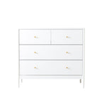 White 4-Drawer Kids Dresser with Antique Brass Pulls, Wooden Storage Cabinet for Nursery or Toddler Bedroom, 35.4' Wide