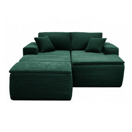 73.4' Modern Corduroy 2-Seater Recliner Sofa, Upholstered Lounge Sofa Bed with Seat Cushion&Ottoman