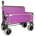 3-in-1 Heavy-Duty  Convertible Folding Wagon Cart with Bench Seat & Storage - 500lbs, 180L Capacity Utility Wagon, All-Terrain Wheels for Camping, Beach, Sports, Garden, Fish, Purple