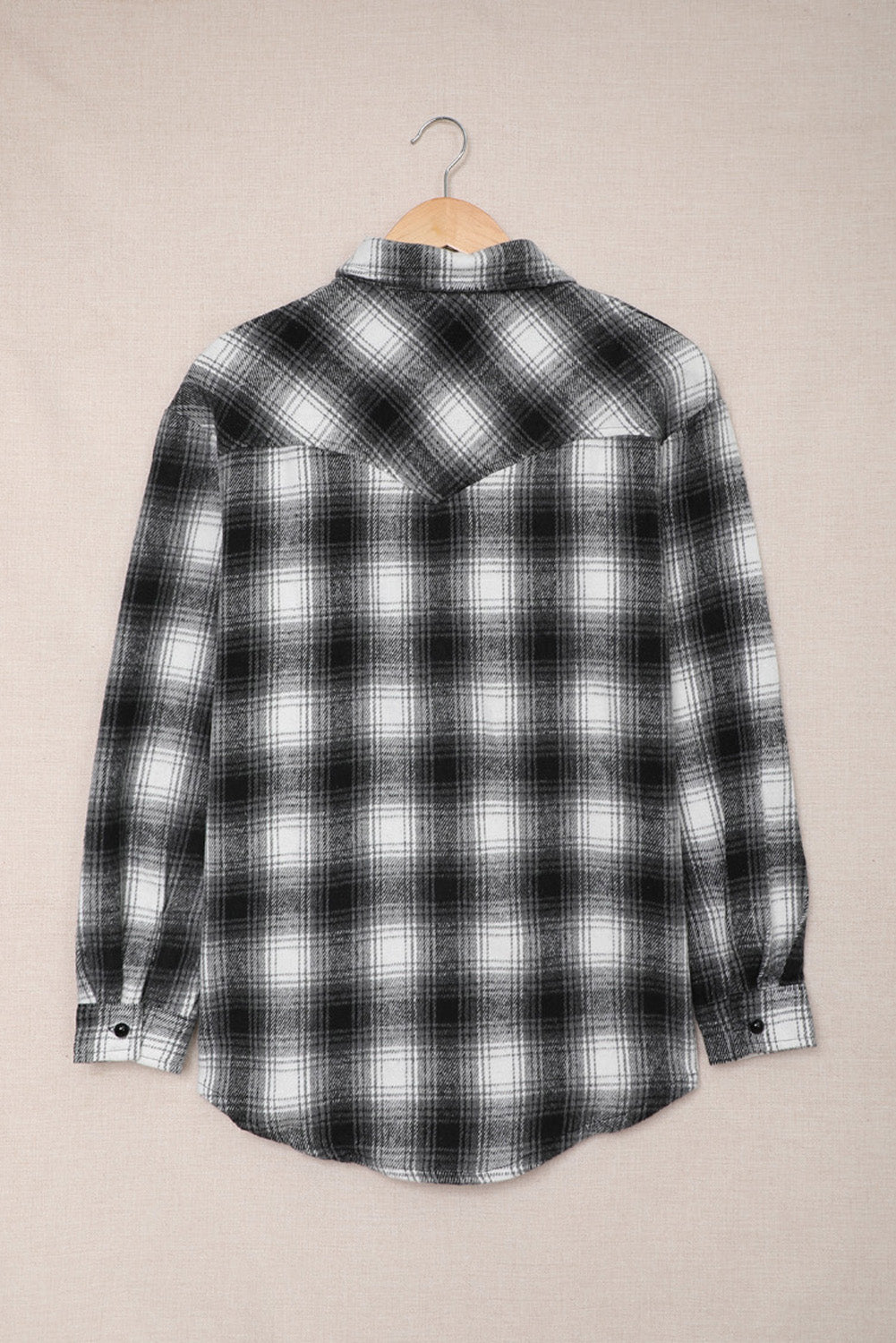 Wholesale Black Button Up Collared Plaid Shacket - Eloy Royal