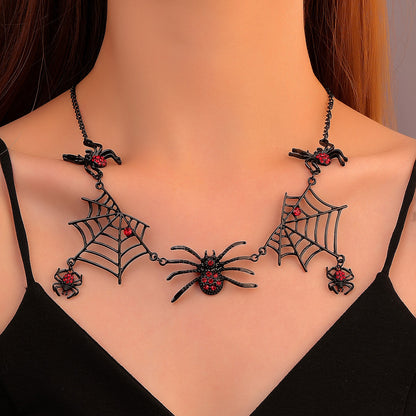 Halloween Spider And Spider Web Necklace Personality Clavicle Necklace Fashion Jewelry Accessories