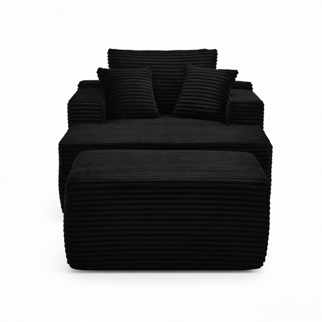 47'Extra-Large Corduroy Recliner Sofa, Upholstered Sofa Bed Indoor with Ottoman for Living Room