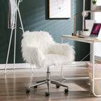 HengMing Modern Faux fur home office chair, fluffy chair for girls, makeup vanity Chair - Eloy Royal