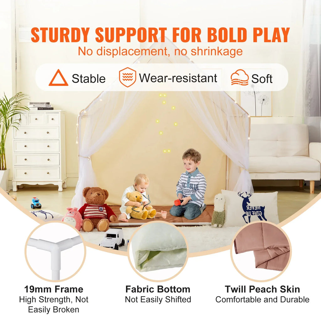 Kids Play Tent, Kids Tent for Kids 1-5 Years Old, Toddler Tent with Mat and Tent Lamp, Tent for Kids with Windows for Indoor and Outdoor, Yurt Tent for Boys and Girls, Beige - Eloy Royal
