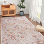MAVAL Beige Washable Rug 5x8 Area Rug (Beige, 5' x 8')