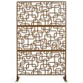 Outdoor & Indoor Privacy Screen Metal Privacy Screen 76' H×48' W, Freestanding Decorative Privacy Screen for Deck Balcony Patio, Privacy Fence Panels for Outside Lawn Garden PS114 BROWN