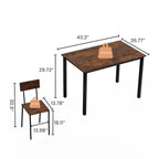 5 Piece Metal and Wood Indoor Modern Dinning Table Furniture Set for 4, Dining Table Chairs - Eloy Royal