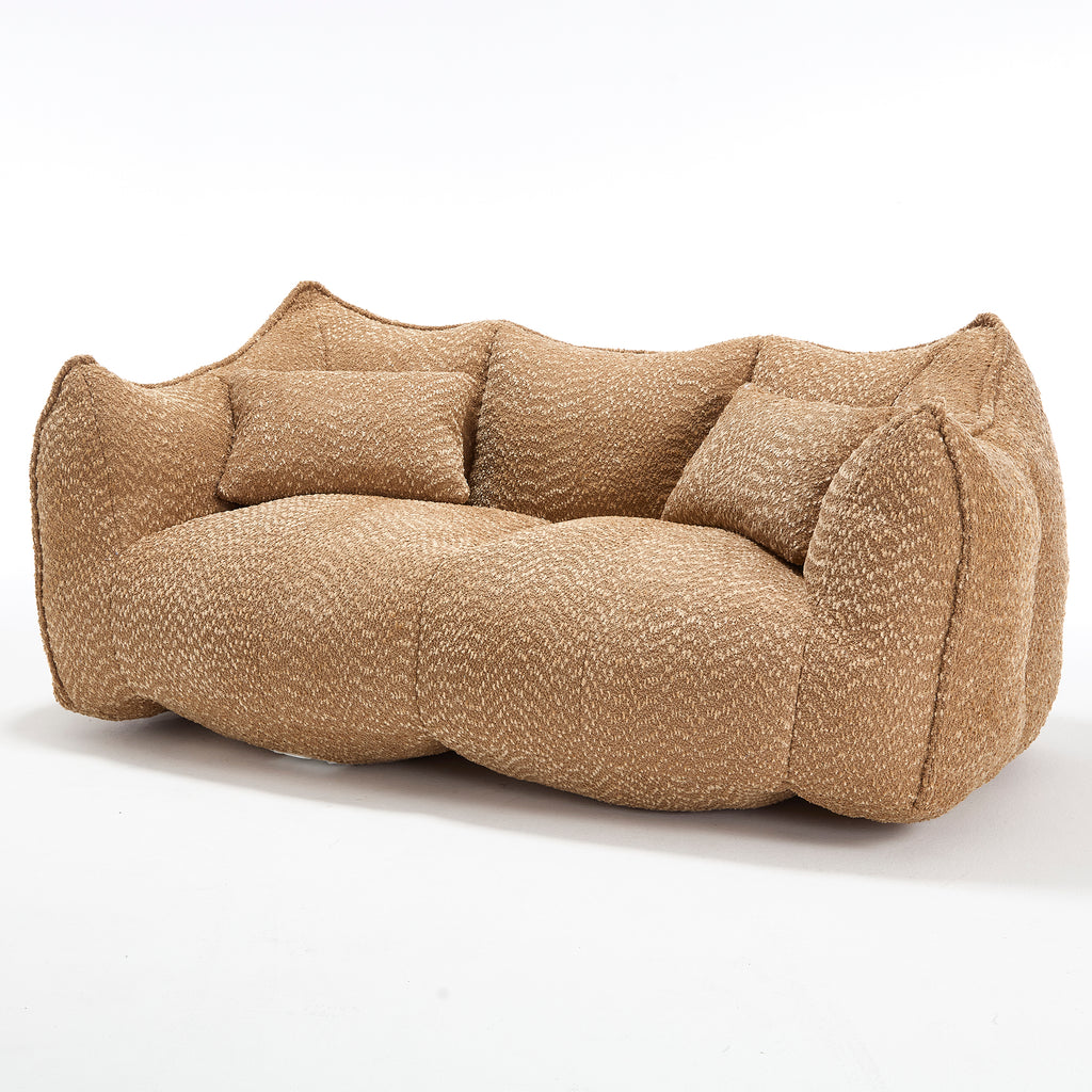 Comfortable Dual Beanbag Chair with High Resilience Foam Core for Two People in Coffee Chenille