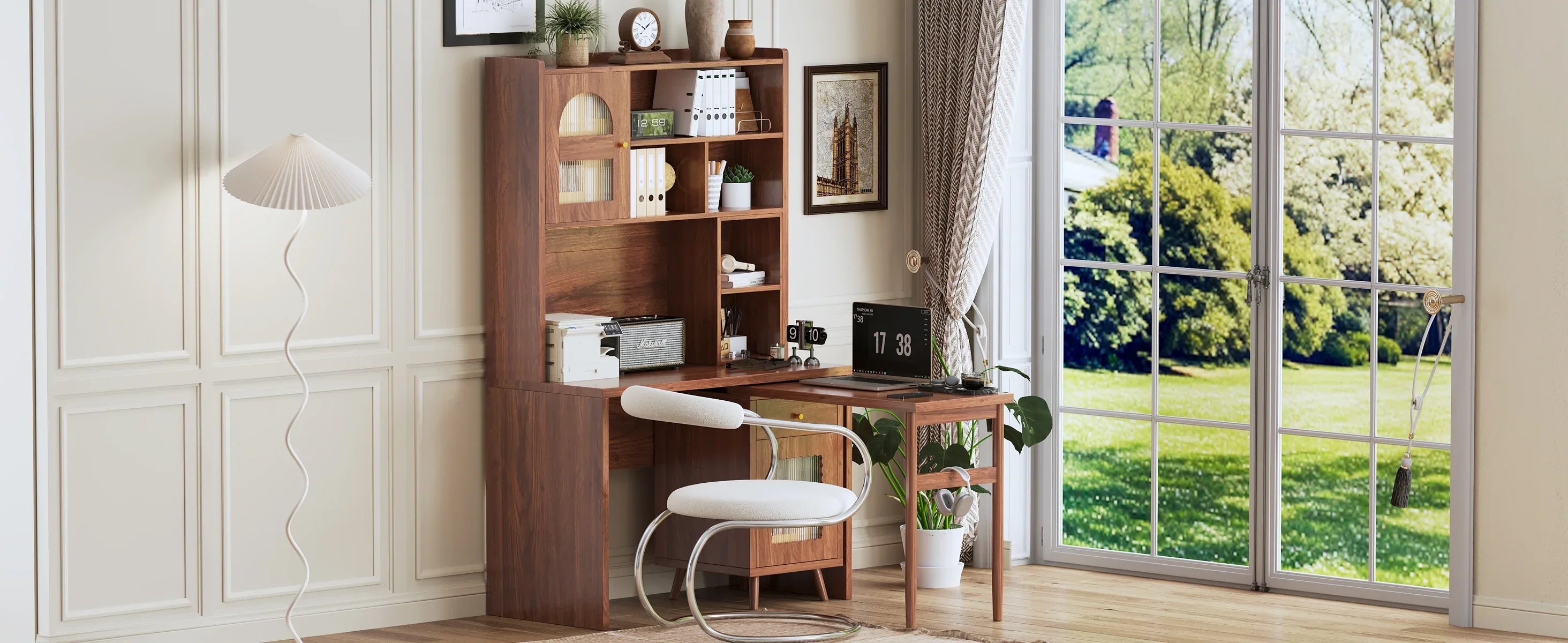 Computer Desk with 90 Degree Rotating Desktop, 43x70 Inch Office Desk with Storage Drawer and Cabinets, Gaming Desk with Shelves, Writing Desk for Study, Work Desk for Home (Old SKU:N733P279101D) - Eloy Royal