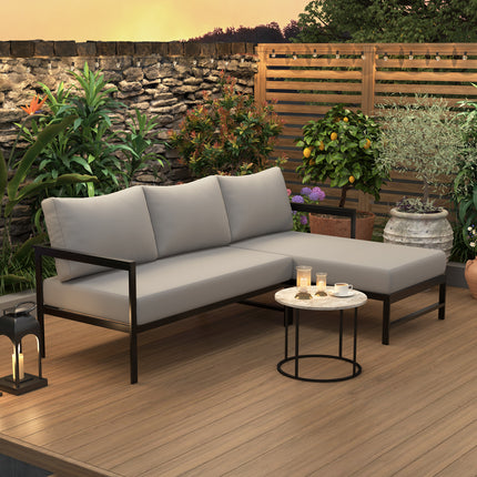 U_style Outdoor L-Shaped Sofa with Iron Frame with Weather-Resistant Patio Sofa Set