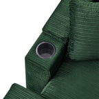 Modern Style Single Sofa Couch with Storage, USB Ports, Cup Holders, Green Corduroy - Eloy Royal