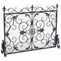 Darcie Wrought Iron Fireplace Screen with Intricate Detailing, Black Finish, Victorian Inspired Design, 10' D x 44' W x 35.5' H
