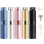 RUZAR 8ml Perfume Atomizer 5 pcs Perfume Travel Refillable Bottle Empty Cologne Travel Bottle Atomizer Sprayer For Perfume Black, Pink, Blue, Silver and Golden Pack of 5