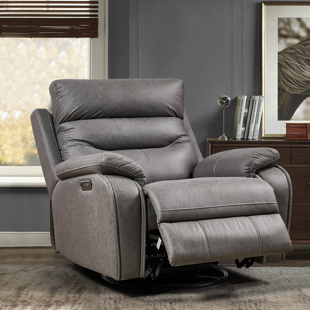 Fitzwilliam Dual-Motor Power Rocker Swivel Recliner, Grey