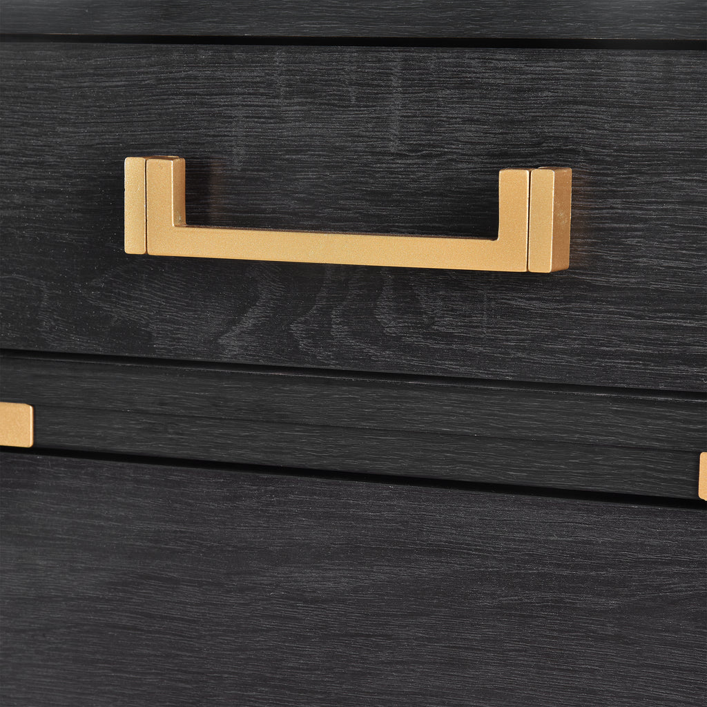 Sheridan Metal-Trim Executive Desk, Black and Gold, 70 in