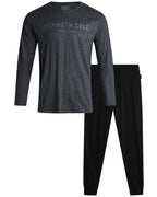Kenneth Cole Men’s Pajama Set – Pajama Gift Box Set for Men – Long Sleeve Shirt and Jogger Lounge Pants Sleepwear Set (M-XXL) Size Medium Heather/Charcoal Logo