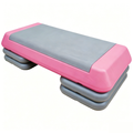 Adjustable Workout Aerobic Stepper in Fitness & Exercise Step Platform Trainer Gray black with 4 risers Pink