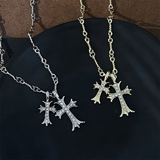 Fashion Jewelry Cross Long Necklace For Women All-match Sweater Chain