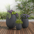 U_STYLE Lightweight Round MGO Outdoor Planter Set-3 Sizes (15.6''/10.74''/7.3''),Large Outdoor Indoor Flower Pots with Drainage Hole,Perfect for Lawn, Patio, Poolside & Indoor Decor