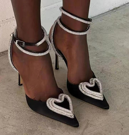 Women's Fashionable All-match Heart-shaped Rhinestone Sandals - Eloy Royal