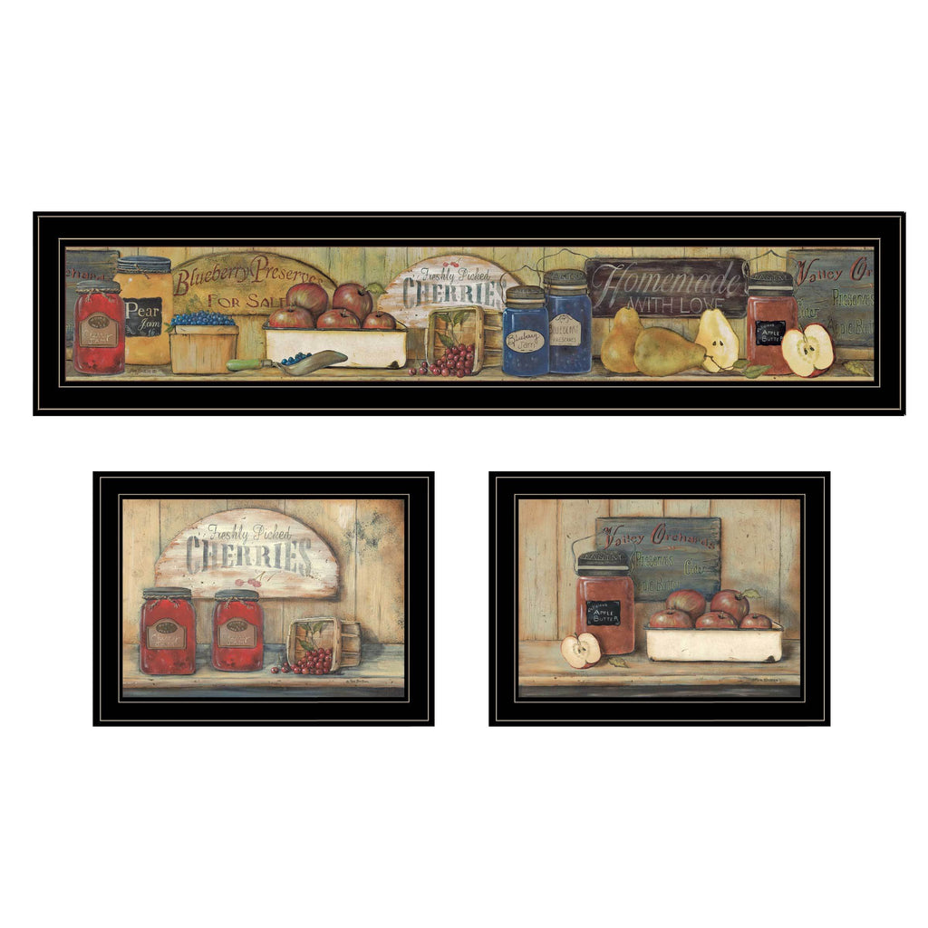 Trendy Decor 4U 'Country Kitchen' Framed Wall Art, Modern Home Decor 3 Piece Vignette for Living Room, Bedroom & Farmhouse Wall Decoration by Pam Britton