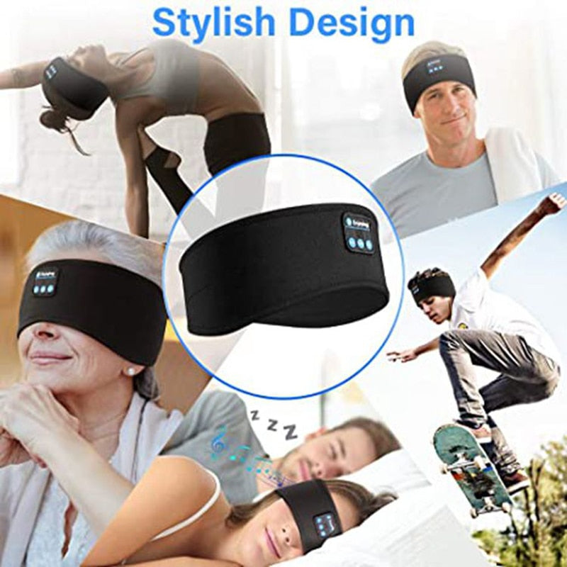 Wireless Bluetooth Sleeping Headphones Headband Thin Soft Elastic Comfortable Music Ear Phones Eye Mask For Side Sleeper Sports - Eloy Royal