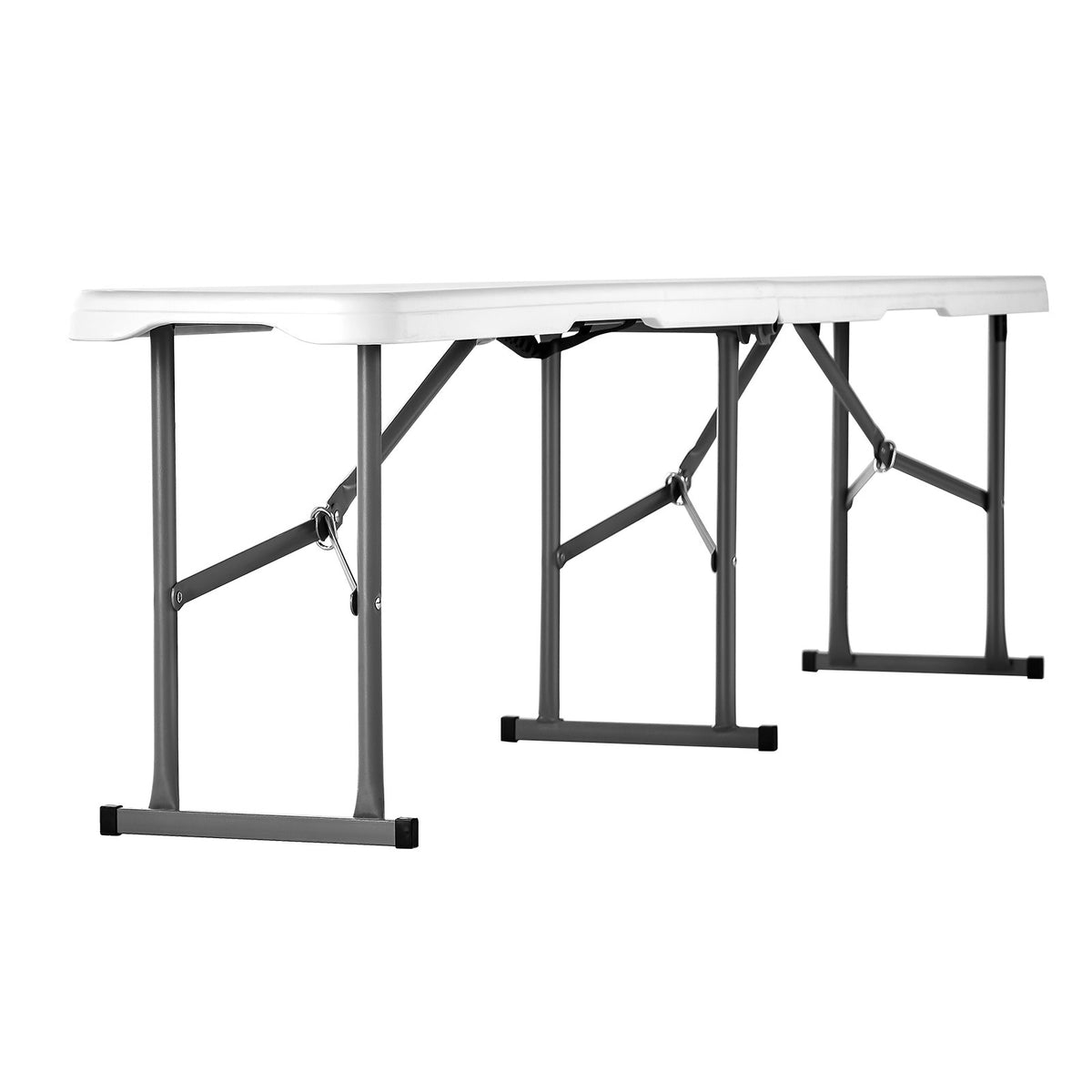 Plastic Folding Bench, 6 ft Portable Bench for Indoor/Outdoor Picnic Party Patio Camping Dining, Foldable Smooth HDPE Seat for Garden Soccer Multipurpose Entertaining Activities, 1 Pack, White
