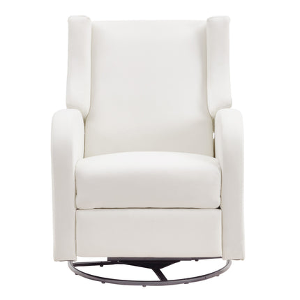 Electronic Power Recliner and Swivel Glider, 250 lbs Weight Capacity Swivel Glider Recliner Chair with USB Port, Polyester Surface Swivel Rocker Recliner  for Living Room, Bedroom,  Off White