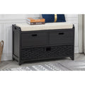 Storage Bench with Removable Basket and 2 Drawers, Fully Assembled Shoe Bench with Removable Cushion, Espresso