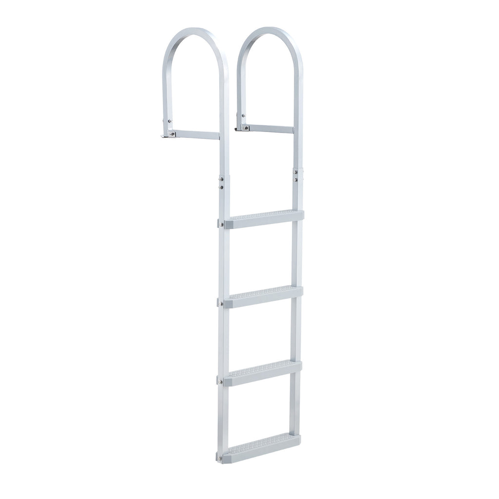 Removable Dock Ladder, 4 Steps, Aluminum Alloy Pontoon Boat Swim Ladder, with Non-Slip Wide PP Steps, 500 lbs Weight Capacity, Quick Release Design, for Lake Swimming, Pool, Marine Boarding