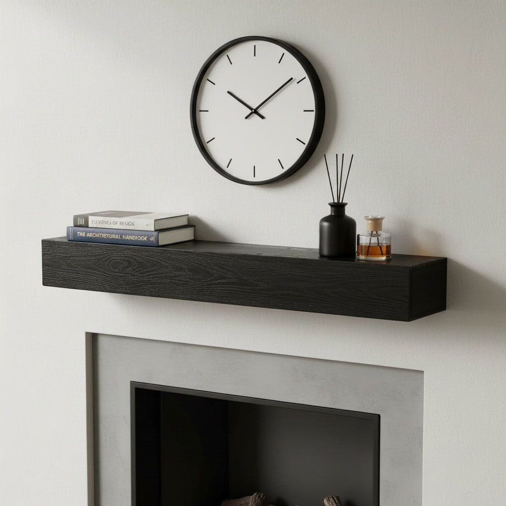 48'' Embossed Fireplace Mantel Western Red Cedar Wall-Mounted & Floating Shelf for Home Decor