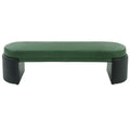Green & Black PU Upholstered Indoor Dining Bench with Rubber & Plywood Frame, 62.83' L Modern Accent Bench, 250 lbs Capacity