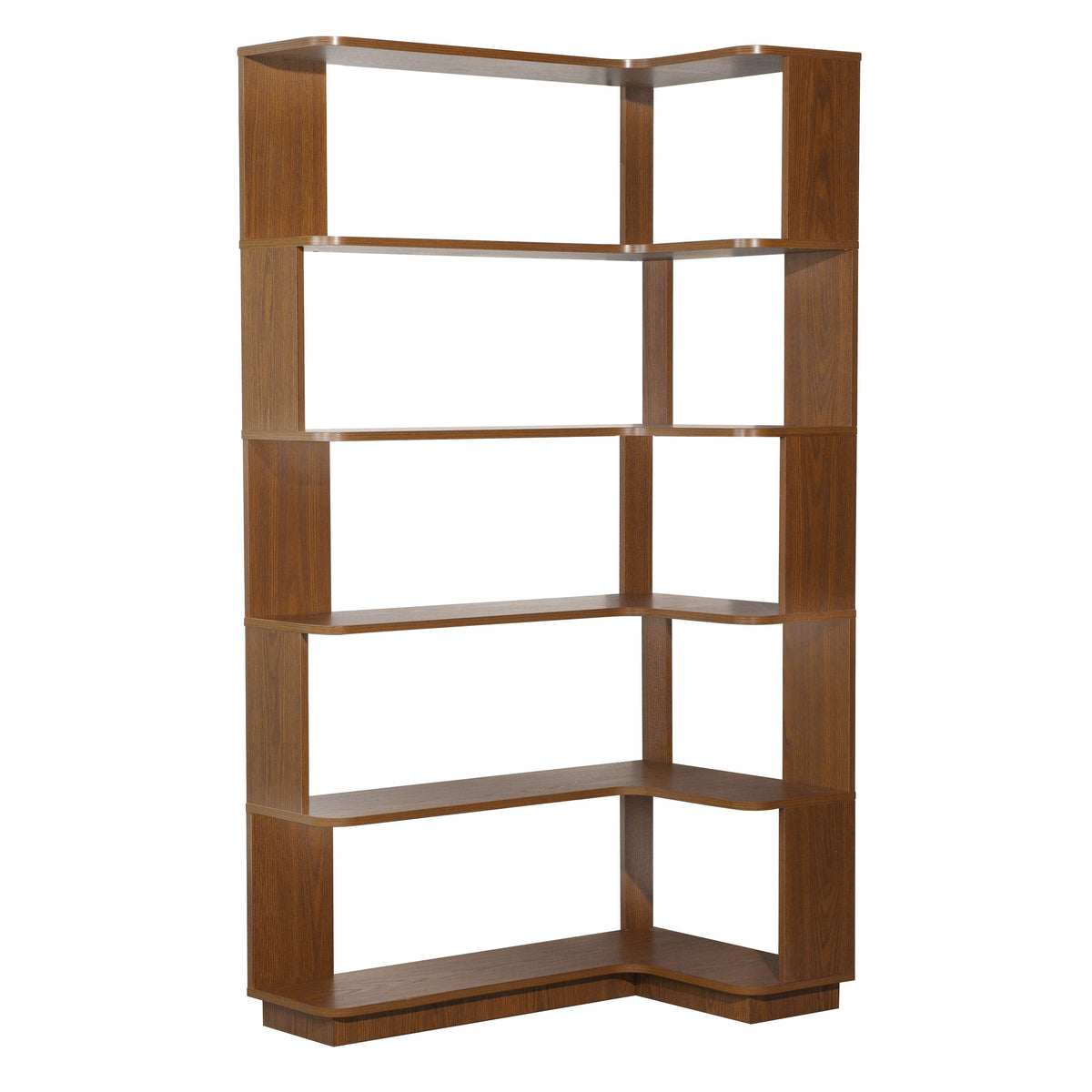 Dark Oak 90cm Freestanding Corner Bookshelf with Anti-Tip Safety, L-Shaped Wooden Storage Cabinet for Living Room, Bedroom, Home Office, 5 Color Options
