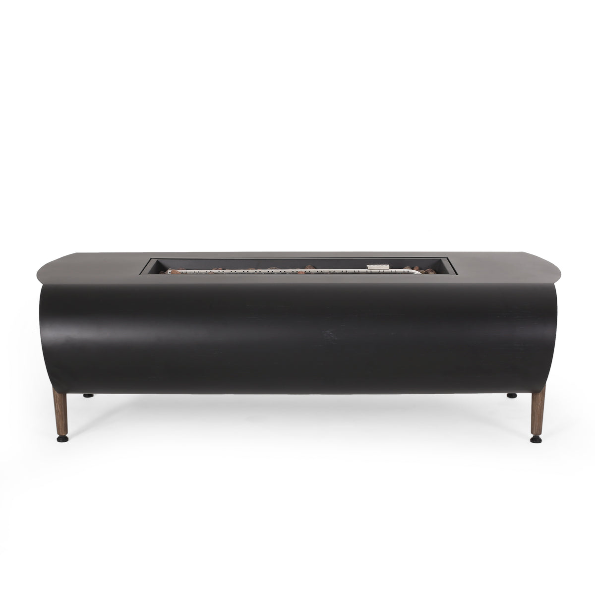 Vernon Rectangle Fire Pit 50,000 BTU Dark Gray Iron 50x25.5x15.25 Inches