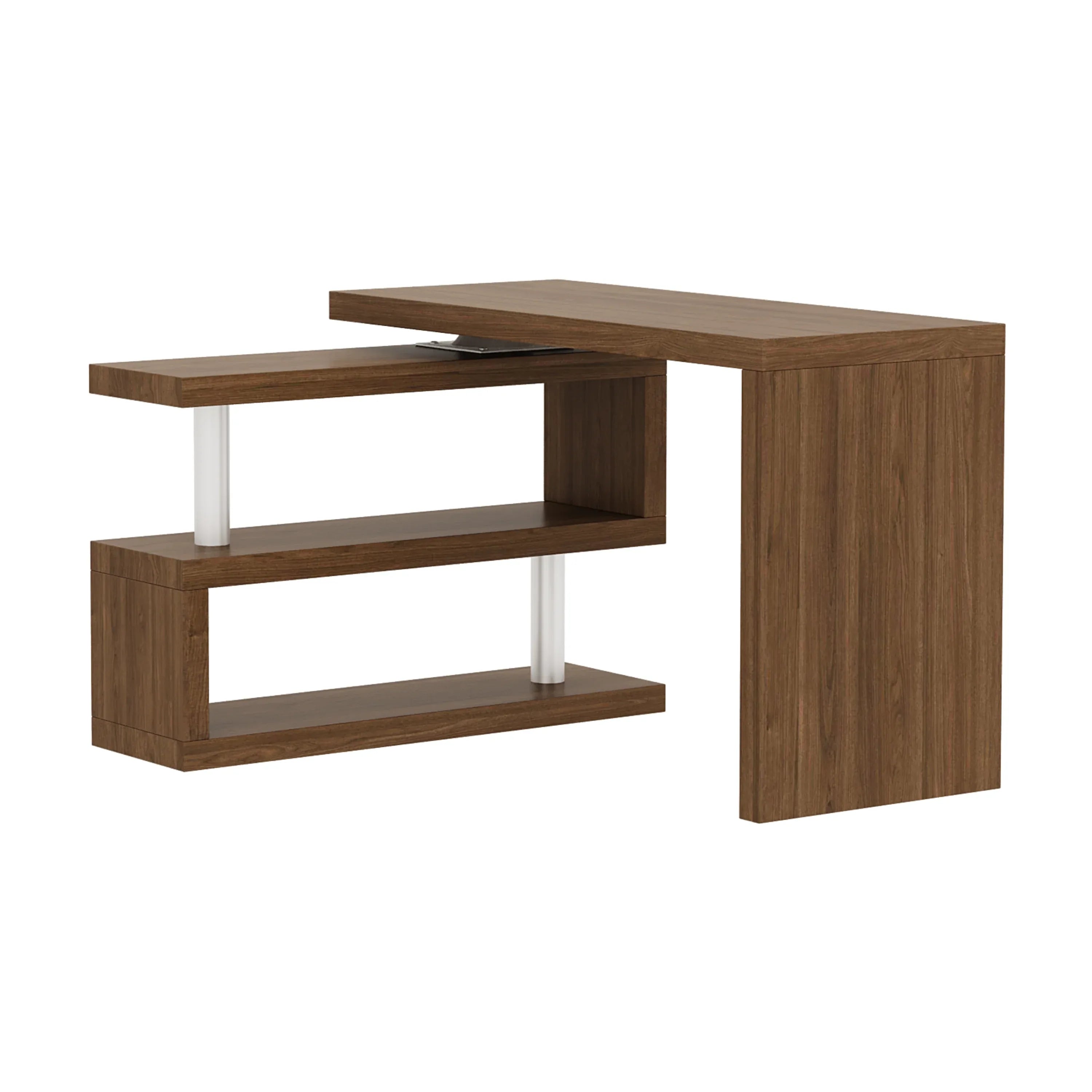 Modern 47'L Swivel Top Desk-Walnut - Eloy Royal