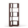 6 Tier L-Shaped Corner Bookshelf in Dark Red, Wooden Display Rack with Anti-Drop Panels and Anti-Tipping Device, Open Storage Organizer for Living Room, Bedroom, or Home Office