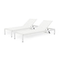 Outdoor Chaise Lounge Chair Set of 2, Aluminum Adjustable Outside Chair for Pool Patio Beach Yard, All Weather Use UV Resistant 400lbs Weight Capacity, White