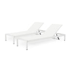 Outdoor Chaise Lounge Chair Set of 2, Aluminum Adjustable Outside Chair for Pool Patio Beach Yard, All Weather Use UV Resistant 400lbs Weight Capacity, White