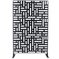 Outdoor & Indoor Privacy Screen Metal Privacy Screen 76' H×48' W, Freestanding Decorative Privacy Screen for Deck Balcony Patio, Privacy Fence Panels for Outside Lawn Garden PS103 BLACK