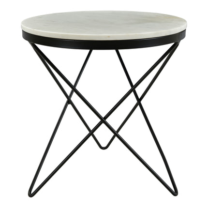 Marble Side Table - Sleek Black Base with Glam White Top