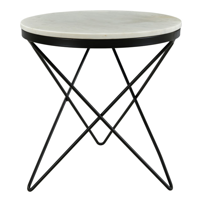 Marble Side Table - Sleek Black Base with Glam White Top