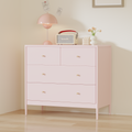 Pink 4-Drawer Kids Dresser, Wooden Storage Cabinet for Toddler Bedroom, Nursery, Closet, Baby Nightstand Organizer for Living Room or Apartment, 35.4' Wide