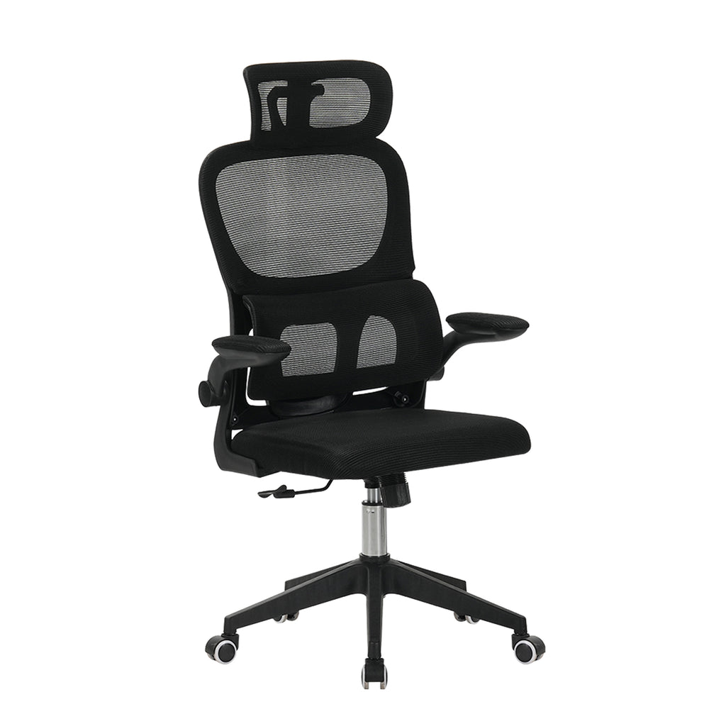 High Back Ergonomic Office Chair with Mesh Fabric, Black, Big and Tall Design for Home Office, Task Chair with Tilt Function, 3D Headrest, Lumbar Support, Swivel Rolling Chair