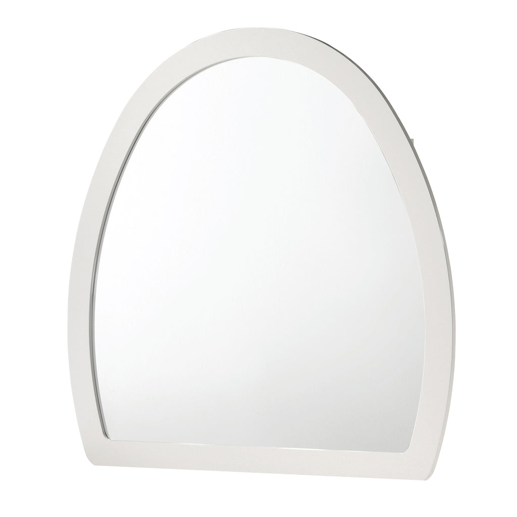 Giovanni Modern Dresser Mirror with Curved Framed Design in White Finish (Dresser Not Included)