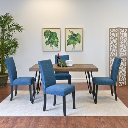 Amisos 5-Piece Dining Set, Hairpin Dining Table with 4 Chairs, 3 Color Options
